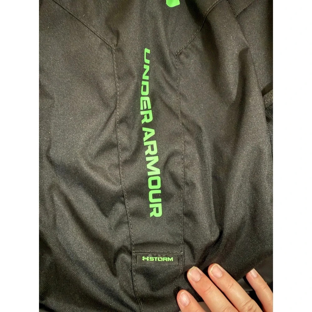 Under Armour Hustle Lite Backpack Black Neon Green UA Storm Laptop Bag